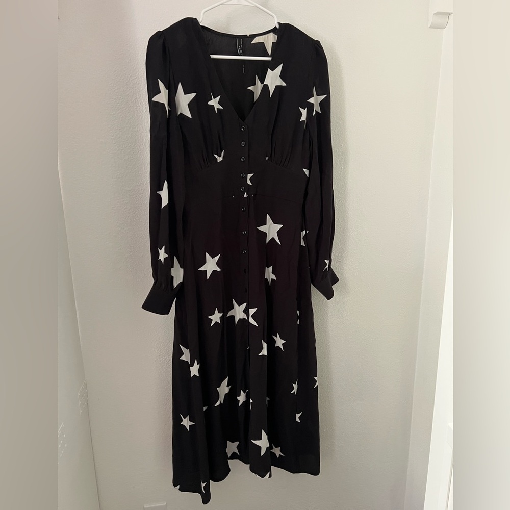 Nobody’s Child Black and White Star Long Sleeve Dress